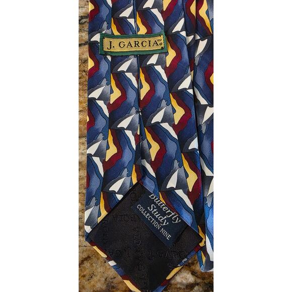 VINTAGE J. GARCIA 100% SILK TIE BUTTERFLY STUDY COLLECTION NINE - Picture 3 of 4